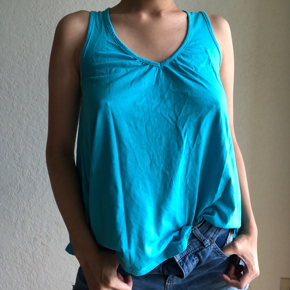 Kids Plain teal Tank top crochet Detail in Back